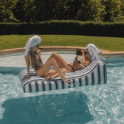 XL Fabric Covered Pool Float Sunbed Lounger - Navy Stripe